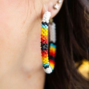 Colorful Beaded Hoop Earrings
